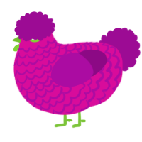 A fuchsia and plum chicken with a lace pattern