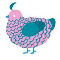 A pink and sea chicken with a lace pattern