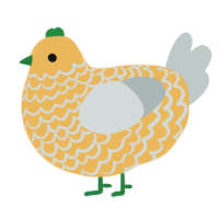 A honey and silver chicken with a lace pattern