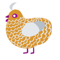 Iota, a orange and mist chicken with a lace pattern