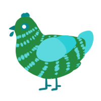 Foress, a viridian and aqua chicken with a bar pattern