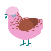 Rosy, a pink and russet chicken with a half-lace pattern