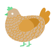 A beige and orange chicken with a lace pattern