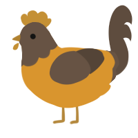 A orange and bark chicken with a head pattern