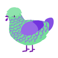 A spring and blurple chicken with a lace pattern