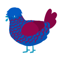 GetInto Hypnosis Mic, a ultramarine and maroon chicken with a lace pattern