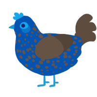 A ultramarine and bark chicken with a speckle pattern