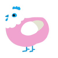 A pink and white chicken with a head pattern