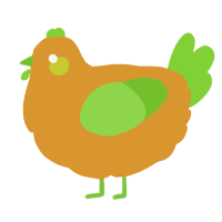 A orange and grass chicken