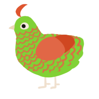 Chicken Noodle Soup, a grass and vermilion chicken with a lace pattern