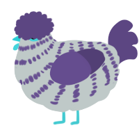 A silver and overcast chicken with a bar pattern