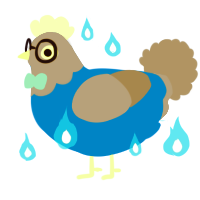 A sapphire and ash chicken with a head pattern