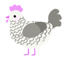 A white and ash chicken with a lace pattern