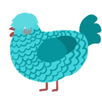 A aqua and teal chicken with a lace pattern