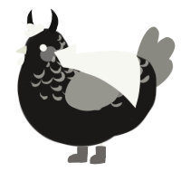 Slate, a sable and ash chicken with a half-lace pattern