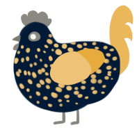Tomopteris, a tumblr and honey chicken with a speckle pattern
