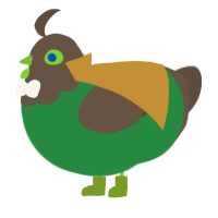A viridian and bark chicken with a head pattern