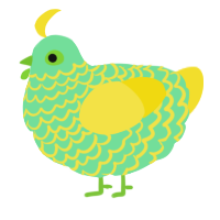 A spring and yellow chicken with a lace pattern