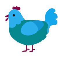 A teal and sky chicken with a head pattern