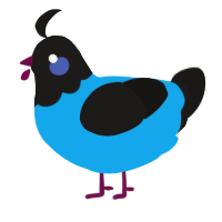 A sky and sable chicken with a head pattern