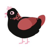 (unnamed), a black and red chicken with a neck-speckle pattern