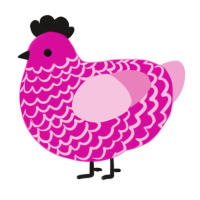 Cherry Duchess, a fuchsia and pink chicken with a lace pattern