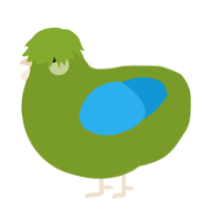 A chartreuse and sky chicken