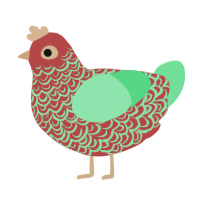 A red and spring chicken with a double-lace pattern