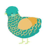 A turquoise and honey chicken with a lace pattern