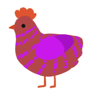 A red and amethyst chicken with a bar pattern