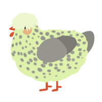 A apple and ash chicken with a speckle pattern