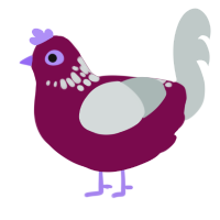 fib, a wine and silver chicken with a neck-speckle pattern