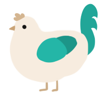 A cream and turquoise chicken