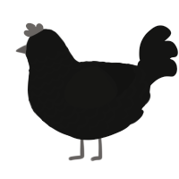 DARKNESS 2, a black chicken with a lace pattern