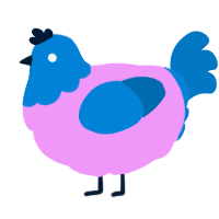 A lavender and sapphire chicken with a head pattern