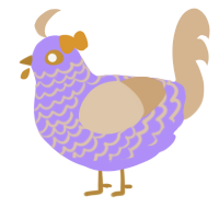 Teacup, a lilac and beige chicken with a lace pattern