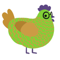 freak, a grass and gold chicken with a lace pattern