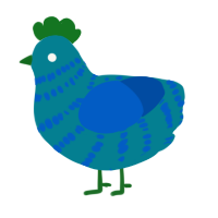 A sea and ultramarine chicken with a bar pattern