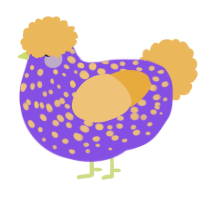 A blurple and honey chicken with a speckle pattern