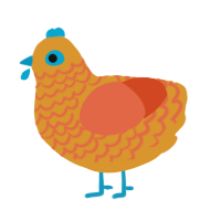 A orange and vermilion chicken with a lace pattern