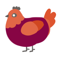 wip, a maroon and vermilion chicken with a head pattern