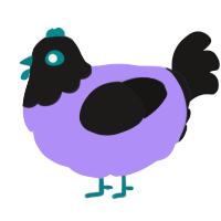 A lilac and sable chicken with a head pattern