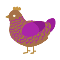 A brown and amethyst chicken with a lace pattern