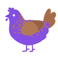 aubergine, a blurple and brown chicken with a half-lace pattern