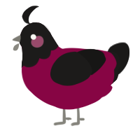 A maroon and sable chicken with a head pattern