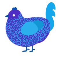 A indigo and sky chicken with a double-lace pattern