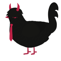A black chicken with a lace pattern