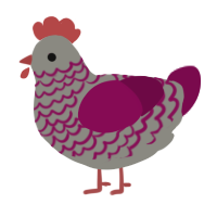 A ash and wine chicken with a lace pattern