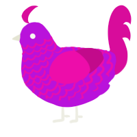 A amethyst and fuchsia chicken with a lace pattern