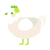 A cream and white chicken with a head pattern